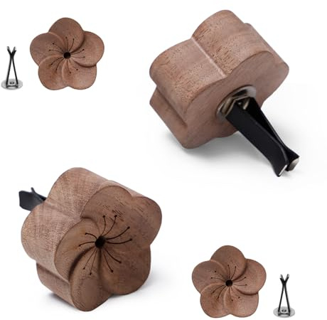 Bofanze 2 Pezzi Mini Diffusori in Legno Diffusore di Aromi in Legno | Mini, motivo floreale, arredamento d'interni, con molletta, in legno