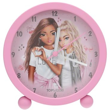 Depesche 13546 TOPModel My BFF - Réveil en rose pour enfants, avec motif de mannequin, horloge silencieuse avec fonction lumière, pile incluse