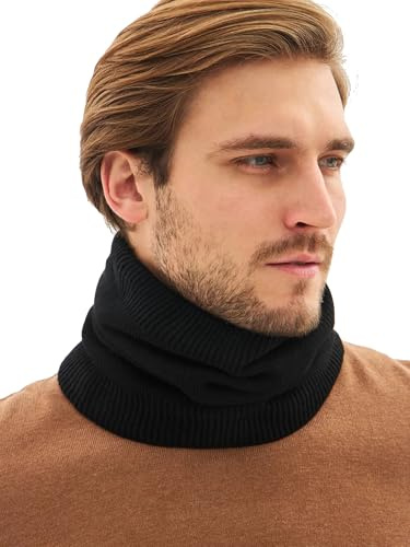 Onvavient tubhalsduk halsvärmare, halsduk halsduk herr vinter, tjock fleece halsvärmare mask ski, fodrad mjuk halsslang vindtät loop halsduk för män kvinnor, svart, One size