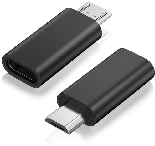 Lot de 2 adaptateurs micro USB vers USB C de type C femelle vers micro B mâle, transfert de données QC 3.0, compatible avec PS4, Xbox, manette de jeu, Spaker, enregistreur de conduite, Huawei Play