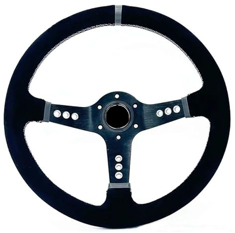 IBNA Volante de Carreras Volante Universal Cóncavo para Coche De 14 Pulgadas De Piel Y Ante para Competición Deportiva(Ante)