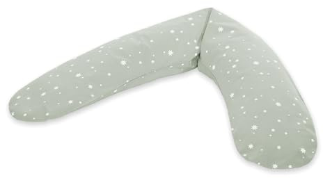 Theraline Dodo Schwangerschafts- & Stillkissen | gefüllt mit Perlen | inkl. Außenbezug Sternchen grün | 170 cm
