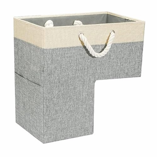 L-förmiger Treppenkorb mit Griffen, Treppenkörbe für Büro, Dekoration, Holztreppen, Dekoration, Büro, Treppe, Spielzeug für Kleidung