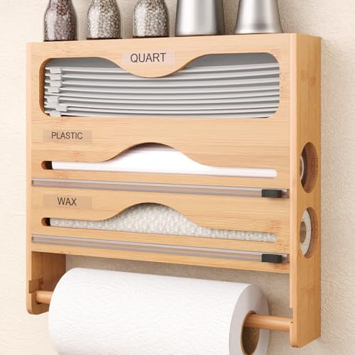 GAESHOW Foil and Cling Film Dispenser and Cutter, Tin Foil Film Dispenser and Cutter, Kitchen Roll Cling Film and Foil Organiser for Kitchen Drawer, Compatible with 15 or Lower Roll