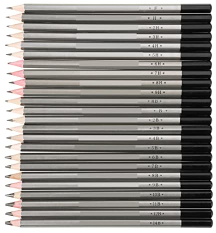 Ejoyous Zeichnungsstifte Kit, 24pcs Graphit Zeichnung Bleistifte Skizze Kunst Für Erwachsene 9H 8H 7H 6H 5H 4H 3H 2H H F B 2B 3B 4B 5B 6B 7B 8B 9B 10B 11B 12B 14B 14B