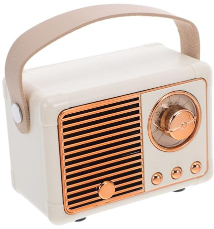 Kisangel Mini Retro Funk Lautsprecher Tragbar mit Griff Kabelloser Reise-Lautsprecher Kleiner Outdoor-Speaker Kräftiger Bass Klarer Klang Für Party und Abenteuer