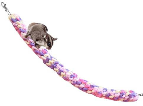 Sockerstege klätterrep – 60 cm rosa violett litet husdjurslina | burberikningsleksak, hållbart bomullsrep swing | bärbara husdjurstillbehör för hamster racingmach råttfoder klänning