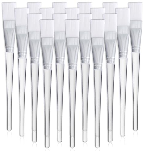 16-Pack Facial Mask Brush Makeup Fan Brushes, Soft Face Mask Brush Applicator with Plastic Handle, Nylon Masks Brushes for Facials Skin Care, Foundation, Body Lotion and Body Butter(White)