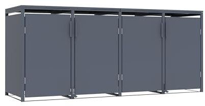Pool ROYAL Mülltonnenbox Anthrazit für 4 Mülltonnen 240L wetterfest mit Pedal zum öffnen