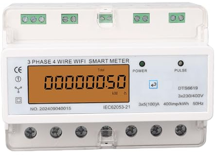 3-Phasen-4-Draht-WLAN-Leistungsmesser mit Hintergrundbeleuchtung, APP-Steuerung, DIN-Schiene, intelligenter Energiezähler, 3 x 230 V, 400 V AC, 3 x 5, 100 A