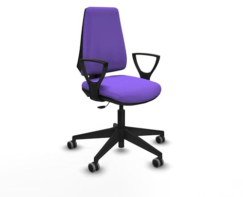 Piqueras y Crespo - Silla de Escritorio con Brazos Elche. Equipado con Contacto Permanente Básico y Espuma de Corte. con Ruedas 65 Mm Parqué. Lila