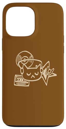 Y2K 80s 90s Retro DJ Cat Tomcat avec Casque Casque Coque pour iPhone 13 Pro Max