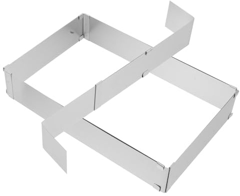ULTECHNOVO Molde Rectangular Extensible para Tarta de Mousse Acero Inoxidable, Anillo Ajustable Pequeño para Repostería, Herramienta para Hornear y Decorar, Utensilio Compacto para Cocina