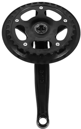 Parliky Mountainbike Kurbelgarnitur Vierkant 32 Zähne Singlespeed Kettenblatt mit Kettenschutz Aluminium Schwarz für E-Bike Rennrad Offroad