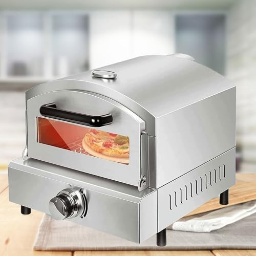 Gas Pizza Oven, Stainless Steel Outdoor Pizza Maker with Pizza Stone, Accurate Temperature Control for Garden Parties and Outdoor Cooking