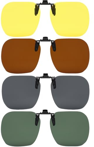 JSTHHTT 4 Pcs Clip Lunettes de Soleil Polarisées, Surlunettes De Soleil Pour Hommes Femmes, Clip Solaire Pour Lunettes de Vue, Convient à la Plupart des Lunettes, pour les Activités de L'extérieur