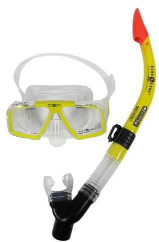 Aqualung COZUMEL PRO Tauchmaske mit DIEGO DRY Schnorchel Schnorchelset (gelb)