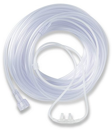 Medline SuperSoft Nasal Oxygen Cannula, Universal Connector, 4-Foot Tubing, Adult Size, Pack of 50