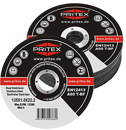 PRITEX Trennscheiben Metall 125x1.0 mm, gerade Flexscheiben dünn, 400 Stk.