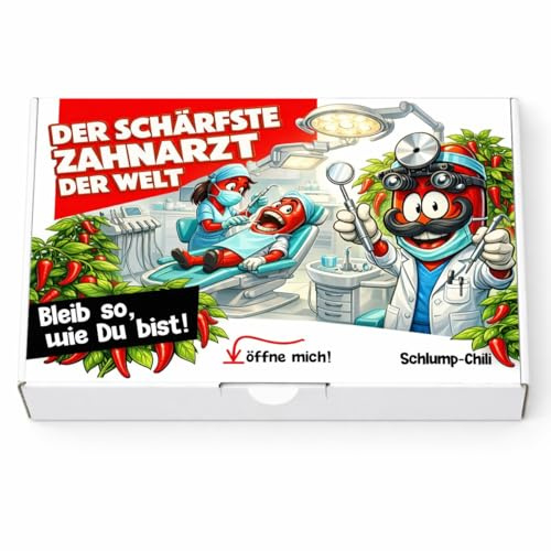 Schlump-Chili⎥Der schärfste Zahnarzt der Welt - Ein witziges Geschenk Set für Zahnmediziner z.B. zum Geburtstag, Weihnachten, Ostern, Vatertag, Valentinstag
