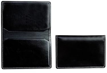 DELMON VARONE - Personalisierbares Visitenkartenetui aus Premium Vintage Anilin Leder schwarz, Elegante Echtleder Visitenkarten Etuis mit 2 flachen Steckfächern, Slim Kartenetui für Damen & Herren