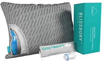 BLISSBURY Adjustable Water Pillow - Waterbase and fiberfill Stuffing Adjust to Help Side Sleepers with Shoulder or Neck Pain.
