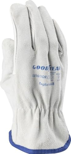 Goodyear Guanti In Pelle Pieno Fiore E Crosta Taglia 8 Colore Bianco, Guanti Da Lavoro