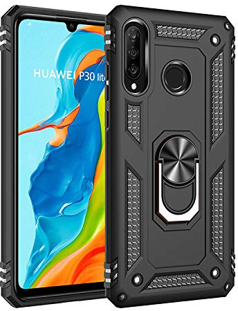 BestST Hülle für Huawei P30 Lite/Nova 4e Hülle 360 Grad Handyhülle Bumper Case Robust Cover [Ultra Hybrid Schutzhülle ]+ Displayschutz für Huawei P30 Lite/Nova 4e Schwarz