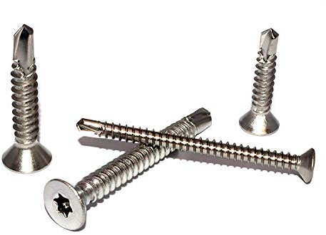 Borrskruvar form O med insexkant torx och försänkt huvud 3,9 x 25 DIN 7504 rostfritt stål A2 stycken 50 snabbbyggskruvar självgängande