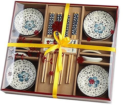 Dätenky Sushi - Juego de cubiertos de cerámica para 4 personas, color azul