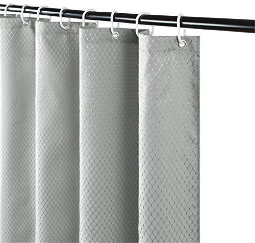 Furlinic Tenda Doccia AntiMuffa Tessuto Polyestere Impermeabile Pesante Vasca da Bagno Camper Esterno Tende Doccia Lavabile Grigio 180x180cm con 12 Anelli Modello Waffle