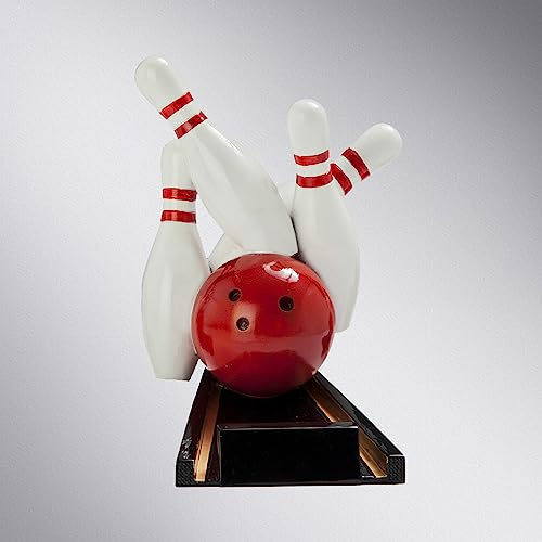 Henecka Bowling-Pokal, Resinfigur Bowling, rot Weiss, mit Wunschgravur, Größe 14,5 cm