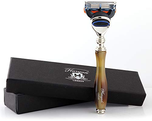 Haryali London 5 Edge Cartridge Shaving Razor With Horn Replica Handle Beard And Mustache Perfect Shave Safety Razor For Men And Women