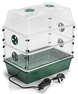 EarlyGrow MPL50122/2 Heated Medium Propagator with Two Vented Height Extender Sets for Seed Germination and Plant Growth 38 x 24 x 40 Centimetres
