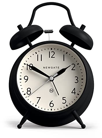 Newgate® Covent Garden sveglia | Classico orologio a doppia campana | Nero | Numeri facili da leggere | Ideale per comodino, scrivania o scaffale | Accessorio vintage contemporaneo