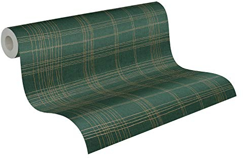 Carta Da Parati Geometrica Ava - New York Metropolitan Stories 2 A.S. Création Carta da parati tessuto non tessuto 10.05 m x 0.53 m Verde Metallico Prodotto in Germania 379193 37919-3