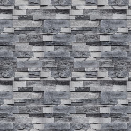 Timeet Grey Brick Wallpaper Peel and Stick Stone Wall Paper 17.7”X 118”Self Adhesive Removable Vintage Brick Contact Paper Faux Textured Wallpaper Home Decoration