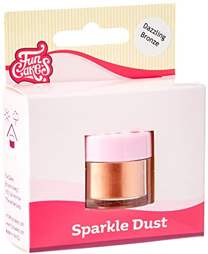 FunCakes Sparkle Dust Lebensmittelfarbe Pulver, Dazzling Bronze | Glanzpuder für Lebensmitteln, Einfache Anwendung mit Pinsel, Für Torten, Fondant, Blütenpaste-Dekorationen und Zuckerblumen