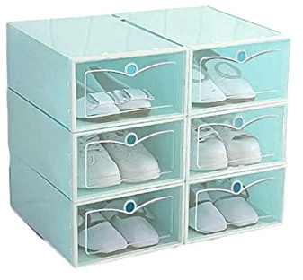 LIANYG 6 stücke Plastikschuhkasten stapelbar Faltbarer Schuh Organizer Schublade Aufbewahrungskasten mit Klapper tür Damen männer schuhbox 81 (Color : GNS)