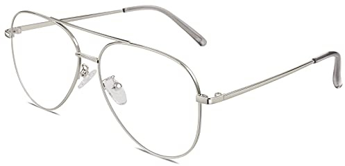 GQUEEN Monturas Gafas Hombre Mujer Moda Clásicas Metal Aviador Gafas de Lente Transparente UV400