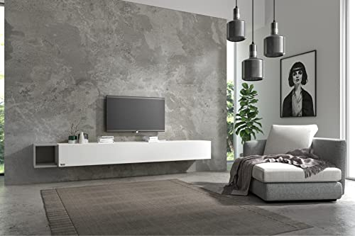 Wuun® Somero Lowboard Tv-Board Wohnwand SW6 (TV-Board: Weiß-Matt/Box: Perl-Matt-Grau, 210cm (180cm + 30cm))