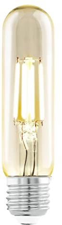 Eglo LED E27, bombilla ámbar vintage en forma de bastón, tubo de luz para iluminación retro, 4 vatios (equivalente a 26 vatios), 270 lúmenes, blanco cálido, 2200k, Edison T32, Ø 3,2 cm