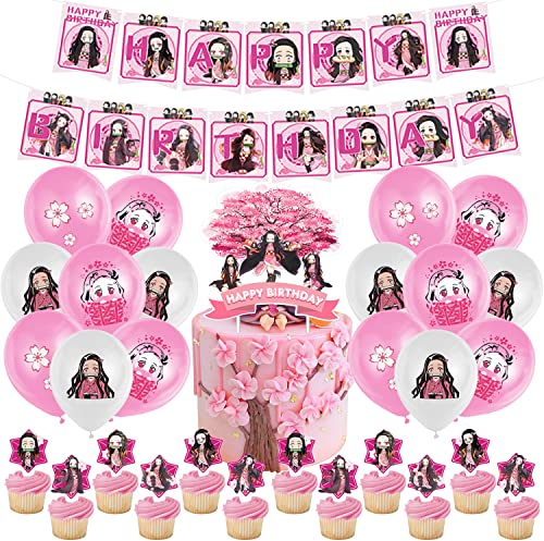 Geburtstagsdeko 45 Pcs,Geburtstag Luftballons,Cake Topper,Kuchendeko,Geburtstag Banner,Thema Party Dekoration,für Kindergeburtstag