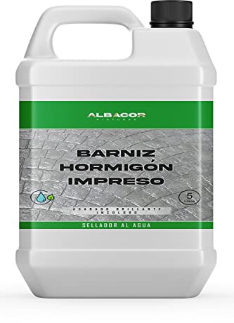Barniz - Resina para Hormigón Impreso -5L- | Indicado para la Protección, Sellado, Decoración de Pavimentos Impresos Creando una Película Transparente e Incolora (5 Litros)