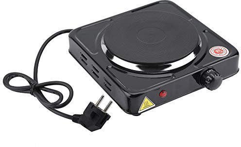 Jerliflyer Réchaud électrique, 1000W Mini réchaud électrique Brûleur Chauffage Rapide Portable Plaque chauffante Thé Café Réchauffeur Bâton Preuve pour la Maison, 8.46x8.46x2.75in(EU Plug-Le Noir)