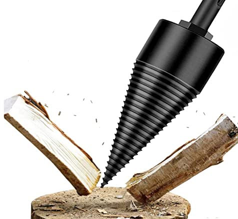 Punta Trapano Spaccalegna a Vite Conica 40mm Fresa Taglia Legna Con 3 Codoli Universali Per Trapano Separatore Tronchi