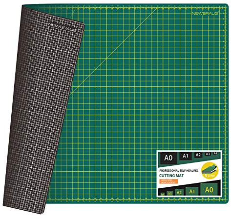 NEWBRAUG 81,3 x 121,9 cm, großes, selbstheilendes Schneidebrett, doppelseitig, 5-lagig, großes Schneidebrett für rotierendes Schneiden, Quilten, Nähen, Basteln, Stoff und Scrapbooking (grün/schwarz)