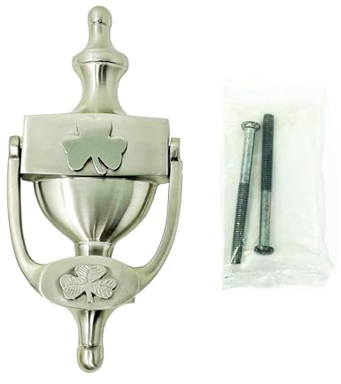 Exclusively Irish Türklopfer für Haustür 20 cm (Kleeblatt Nickel satiniert)
