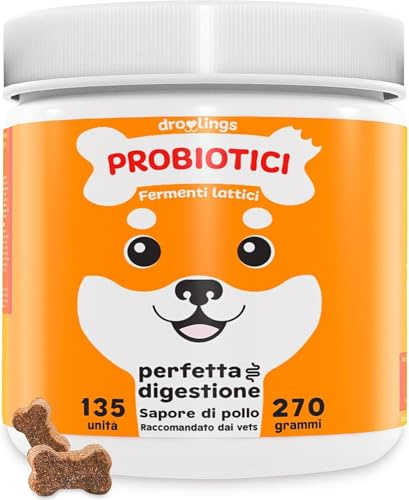 Probiotici per cani e Fermenti Laticci - (135 masticabili + 9 miliardi CFU) - Digestivo Naturali Per Diarrea e Flora intestinale