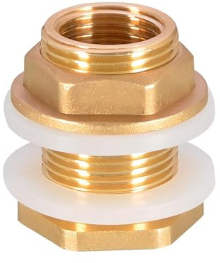 PAITOK Kit de raccordement pour tonneau d'eau, 1 raccord de baril d'eau en laiton avec filetage extérieur de 3/4 et filetage intérieur 1/2 ainsi que 2 anneaux en caoutchouc pour le passage de fûts